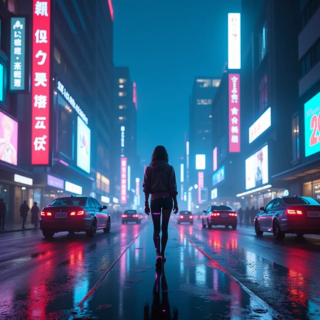 Cyberpunk night time aesthetic